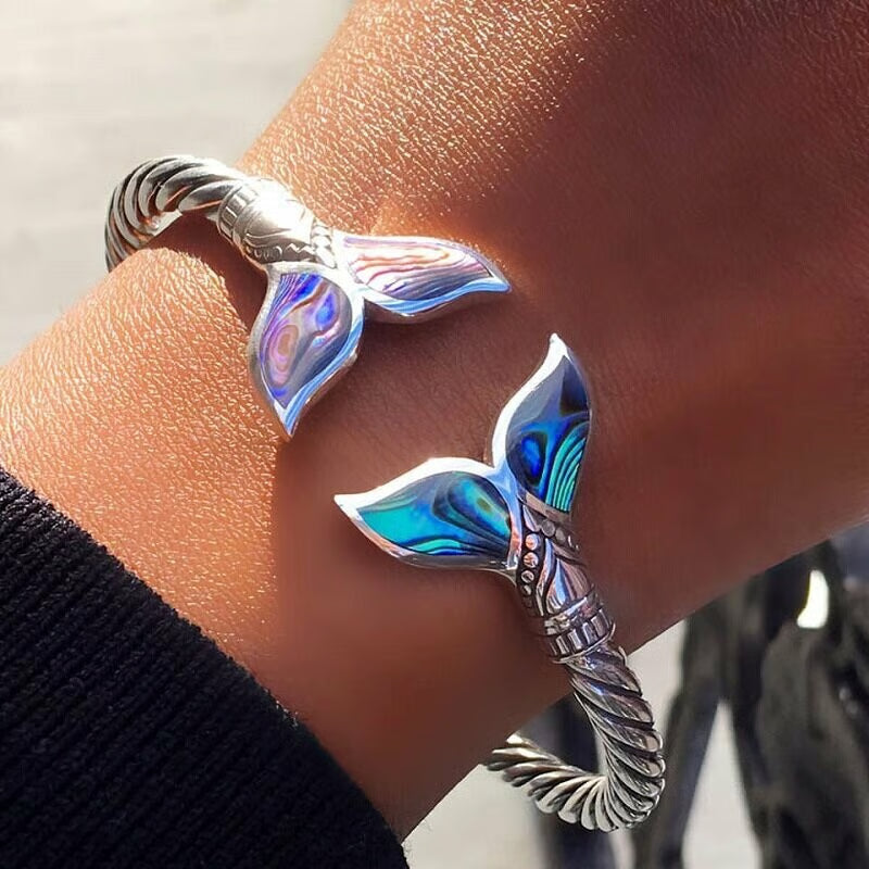 💥49%OFF 💥Abalone Shell Mermaid Tail SS Bangle Bracelet
