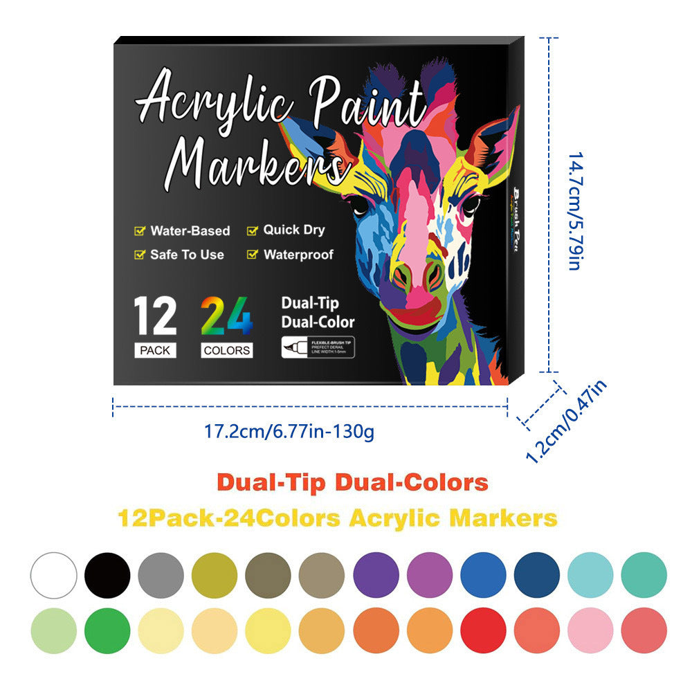 🎨Last Day 🔥 Dual Tip Acrylic Paint Pen Marker - 24/48/72/120 Colors