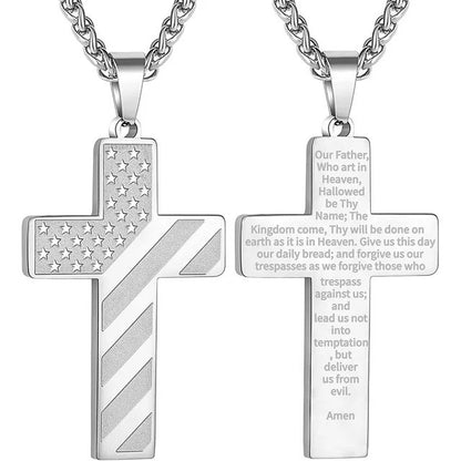 Woyuosn Cross Necklace for Men Stainless Steel