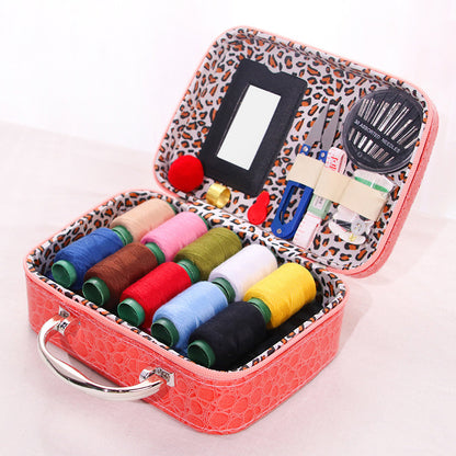 Portable Sewing Kit in Faux Leather Case