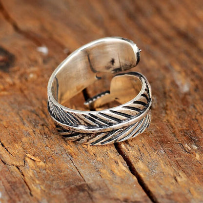 🔥 49% OFF🎁Boho Feather Turquoise Adjustable Ring