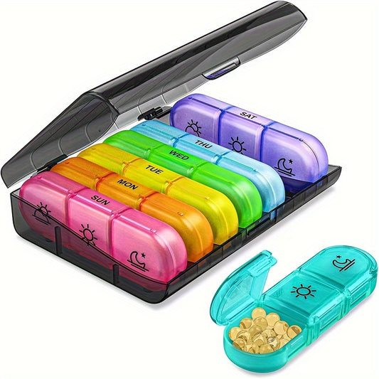 AM PM Weekly Pill Organizer – Travel-Friendly, Large Capacity & BPA-Free