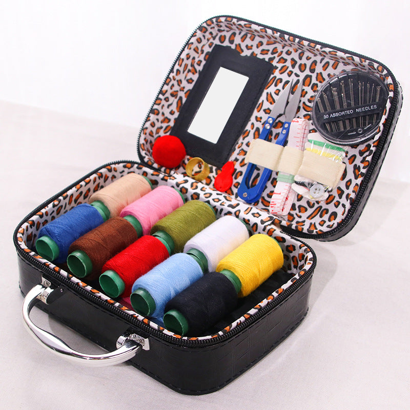 Portable Sewing Kit in Faux Leather Case