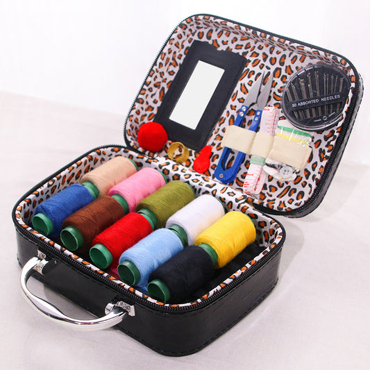 Portable Sewing Kit in Faux Leather Case