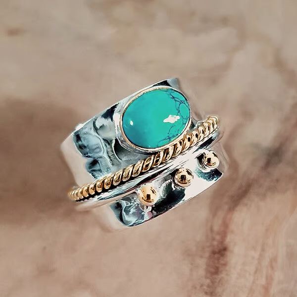 🔥 46% OFF🎁Sterling Silver Turquoise Wide Band Ring