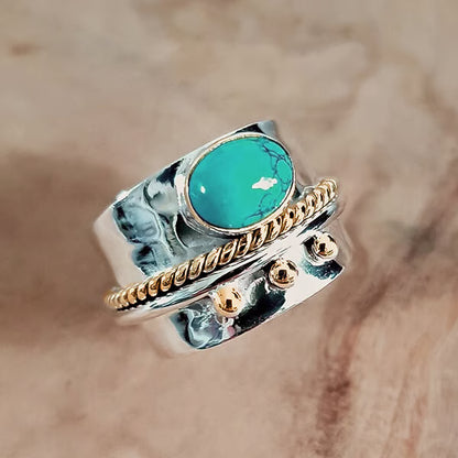 🔥 46% OFF🎁Sterling Silver Turquoise Wide Band Ring