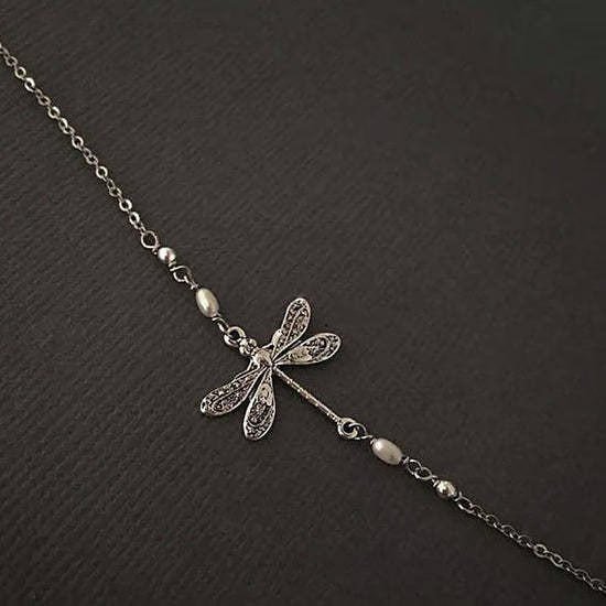 BUY 1 GET 1 FREE TODAY🥳SILVER DRAGONFLY ANKLET WITH PEARL(48% OFF🔥)