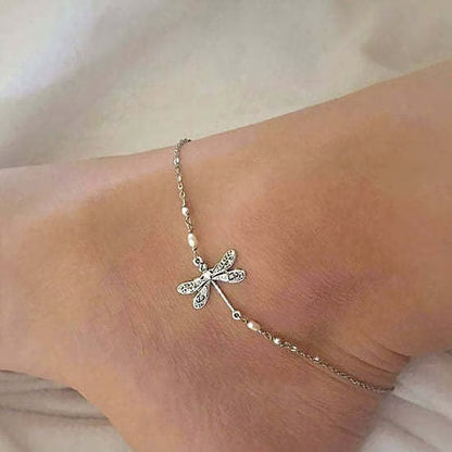 BUY 1 GET 1 FREE TODAY🥳SILVER DRAGONFLY ANKLET WITH PEARL(48% OFF🔥)