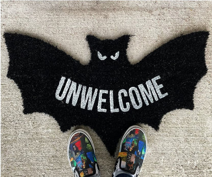 🔥Early Halloween Sale🦇 "Unwelcome" Bat Shaped Coir Mat