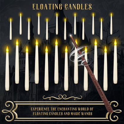 🧙Flameless Taper Floating Candle Lights, Halloween Hanging LED Candle For Home Window Furniture Decor