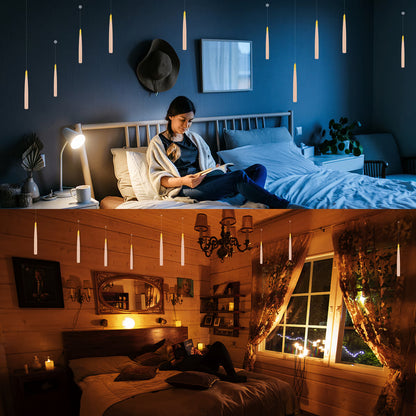 🧙Flameless Taper Floating Candle Lights, Halloween Hanging LED Candle For Home Window Furniture Decor