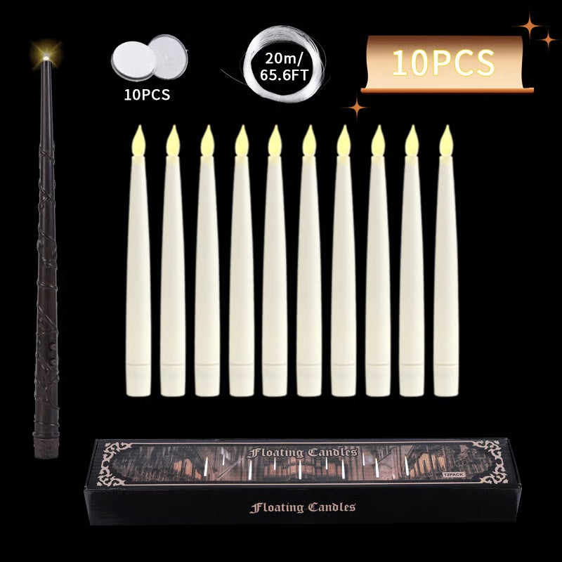 🧙Flameless Taper Floating Candle Lights, Halloween Hanging LED Candle For Home Window Furniture Decor