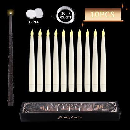 🧙Flameless Taper Floating Candle Lights, Halloween Hanging LED Candle For Home Window Furniture Decor