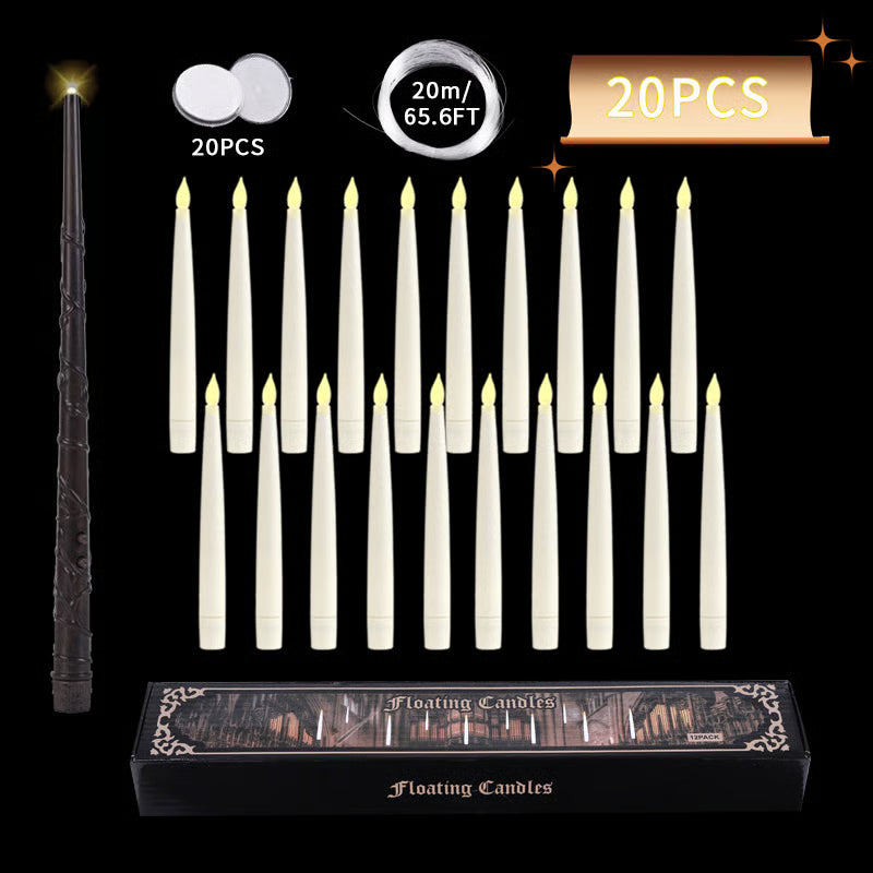 🧙Flameless Taper Floating Candle Lights, Halloween Hanging LED Candle For Home Window Furniture Decor