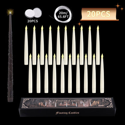 🧙Flameless Taper Floating Candle Lights, Halloween Hanging LED Candle For Home Window Furniture Decor