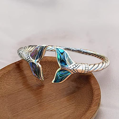 💥49%OFF 💥Abalone Shell Mermaid Tail SS Bangle Bracelet