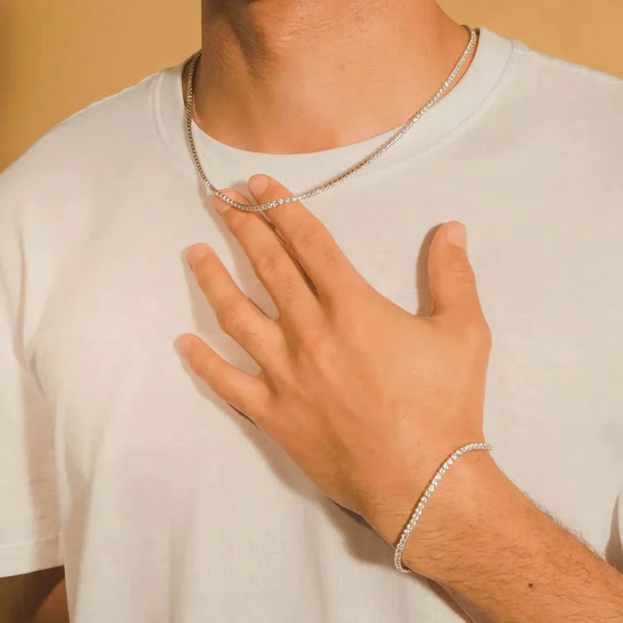 💥"Crystal' Tennis Necklace + Free Bracelet+Free Ear Stud
