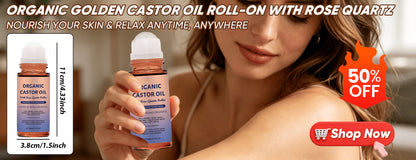 Organic Golden Castor Oil Roll-On with Rose Quartz