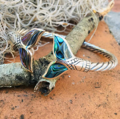 💥49%OFF 💥Abalone Shell Mermaid Tail SS Bangle Bracelet