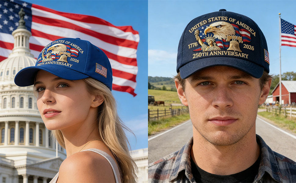 Eagle & Liberty 250 Year American Anniversary Embroidered Cap with Badge