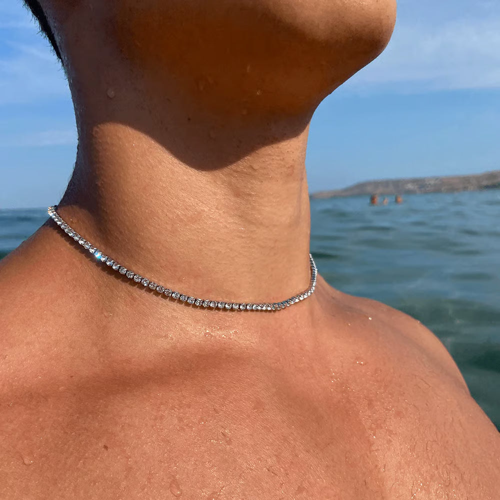 💥"Crystal' Tennis Necklace + Free Bracelet+Free Ear Stud