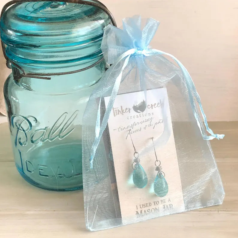 👐 Carry a Piece of History: Our Handcrafted Upcycled Mason Jar Earrings 💙