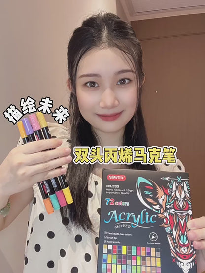🎨Last Day 🔥 Dual Tip Acrylic Paint Pen Marker - 24/48/72/120 Colors