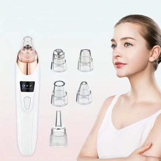 Rechargeable Pore Vacuum – 6-in-1 Blackhead Remover with Smart Display & Extraction Kit