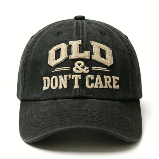🔥🧢 Vintage Distressed “OLD & DON’T CARE” Cap (Upgraded Embroidery Version)
