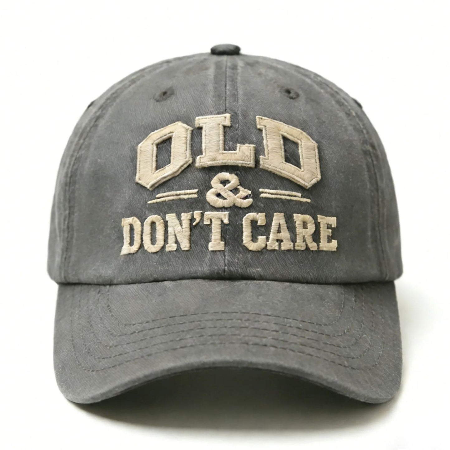 🔥🧢 Vintage Distressed “OLD & DON’T CARE” Cap (Upgraded Embroidery Version)