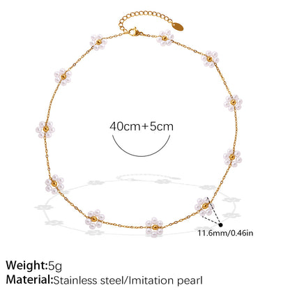 Exquisite Pearl Flower Necklace and Bracelet, Sweat-Resistant, Fade and Tarnish Proof