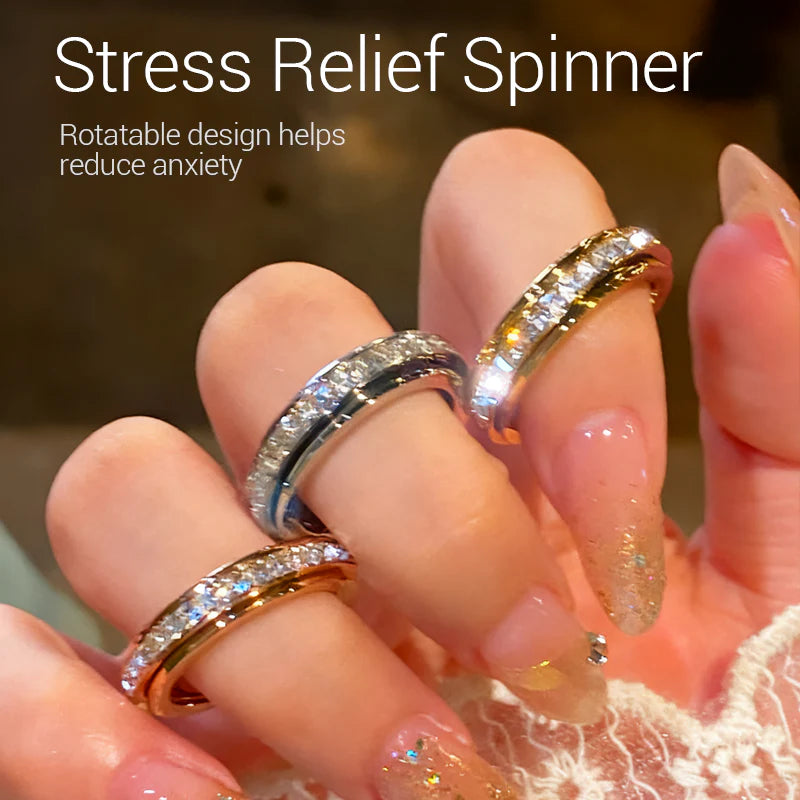 Titanium Steel Rotatable Spinner Ring with Zirconia