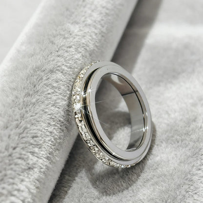 Titanium Steel Rotatable Spinner Ring with Zirconia